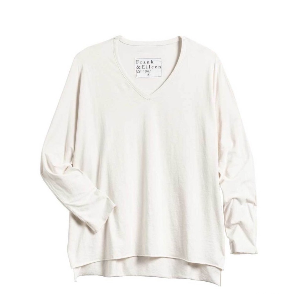 FRANK & EILEEN Sharon Long Sleeve Tee In Vintage White Size XS Oversized